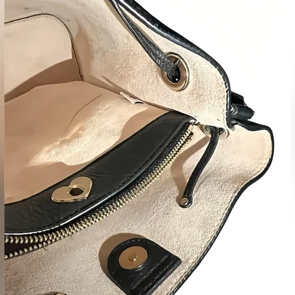 Kate Spade New York Black Leather Crossbody/Bucket Bag – Adjustable Strap - Picture 8 of 11